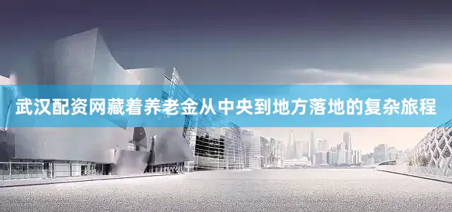 武汉配资网藏着养老金从中央到地方落地的复杂旅程
